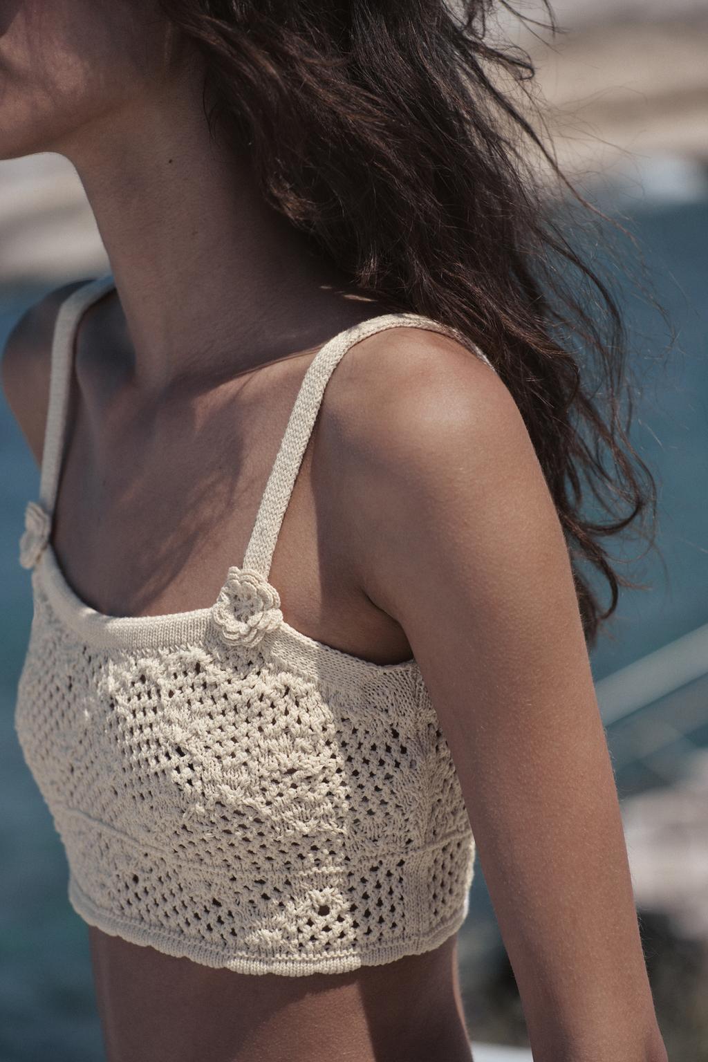 Top en Maille Pointelle à Fleurs (3)